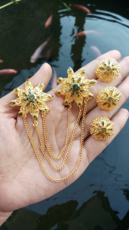 Bros Kebaya Model Bunga Warna Hijau