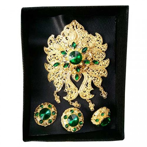 Set Perhiasan Alpaka Modern Warna Hijau