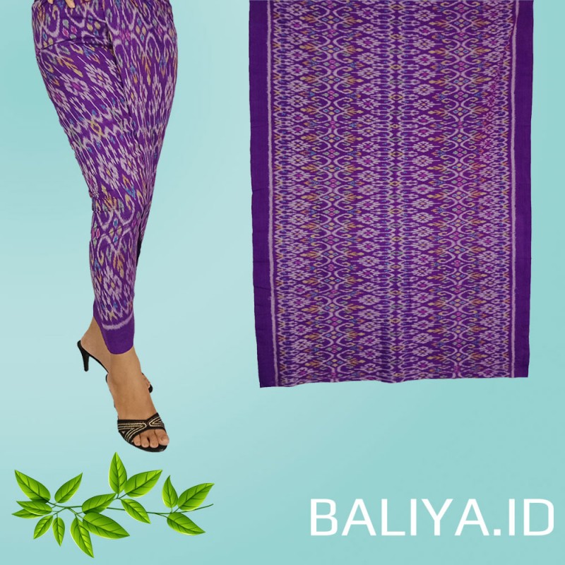 Tenun Endek Bali warna Ungu motif Anggrek