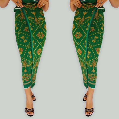 Tenun Lembaran Endek Khas Bali Warna Hijau