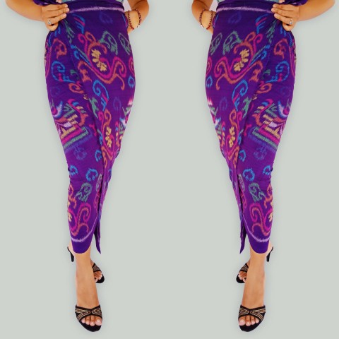 Tenun Lembaran Endek Khas Bali Warna Ungu