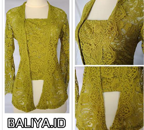 Kebaya Model Semi Perancis Warna Olive