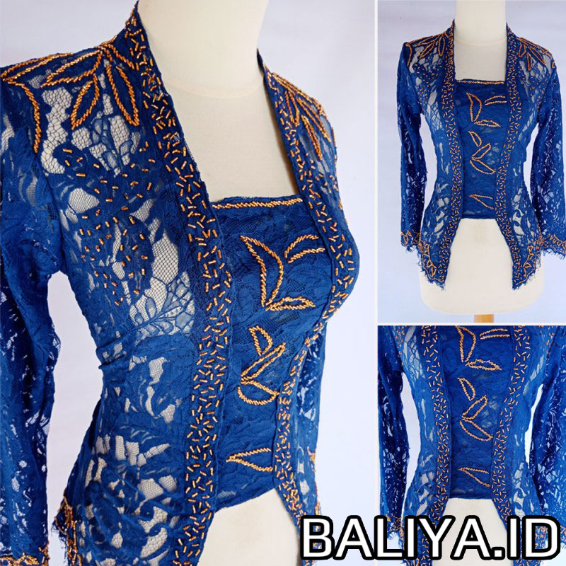Busana Kebaya Modern dengan Warna Biru Tua