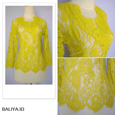 Kebaya Jadi Sabrina Lengan Panjang Warna Kuning