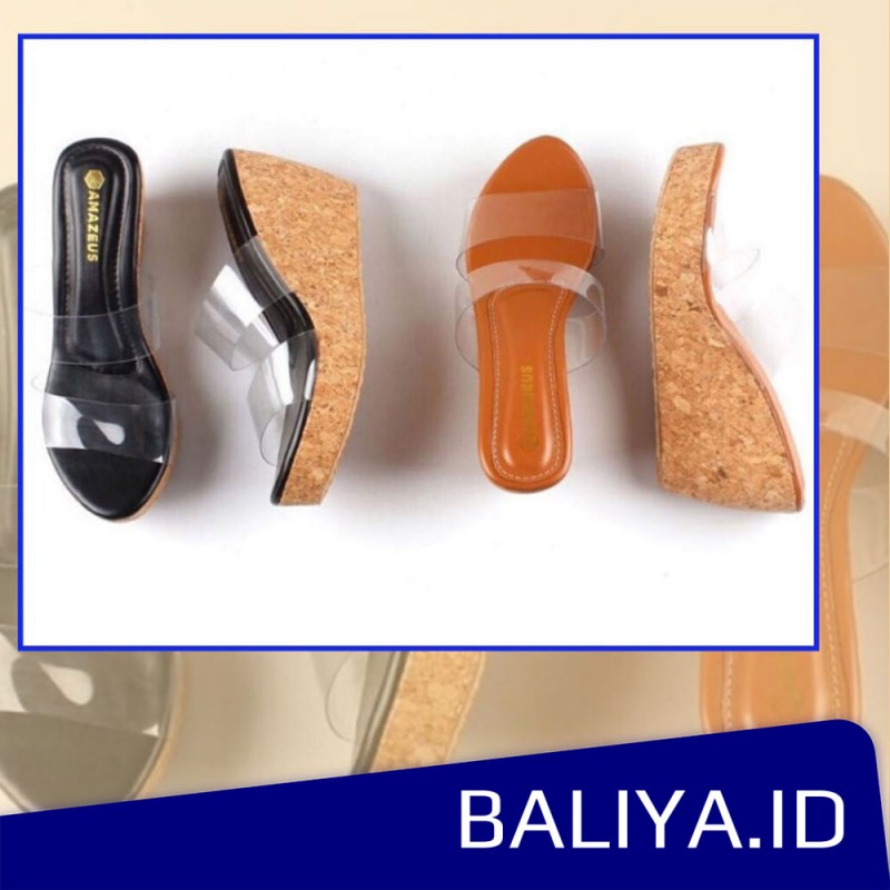 Sandal Wedges Warna Bening