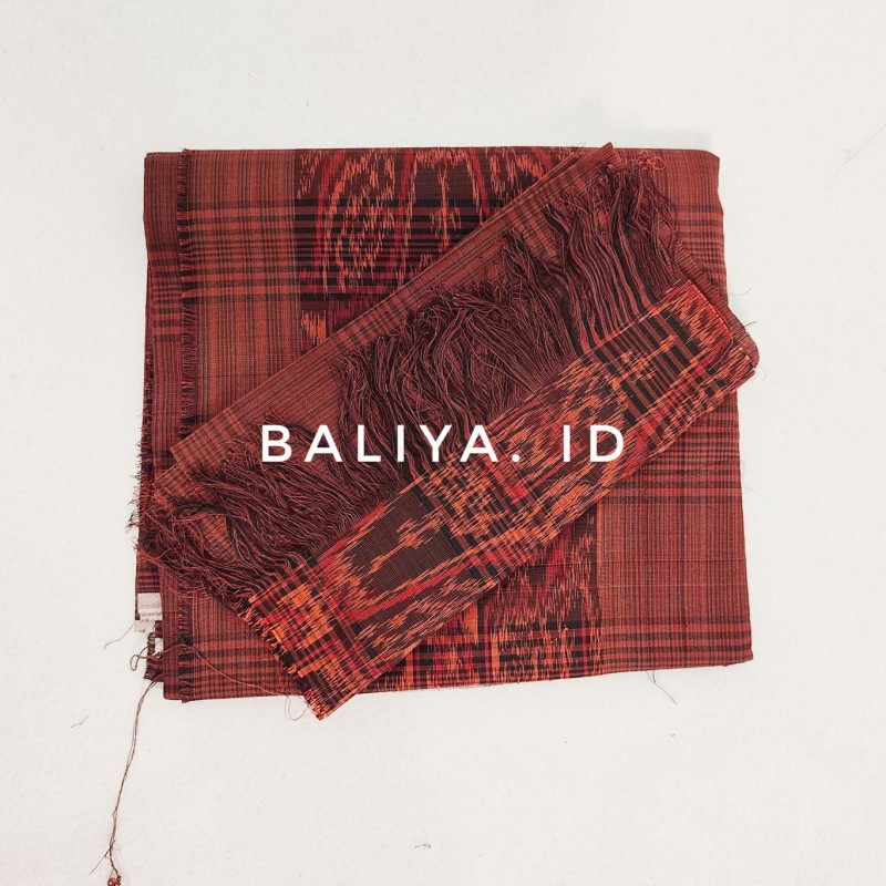 detail motif endek dobol baliya id warna coklat
