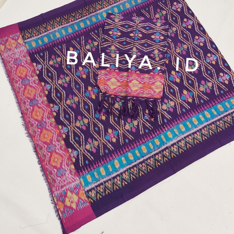 endek semi halus warna ungu baliya