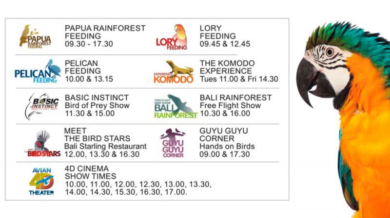 Jadwal Show Bali Bird Park
